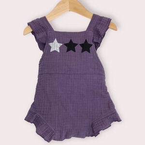 Old Soles bubble romper purple muslin flutter sleeve size 3-6 months